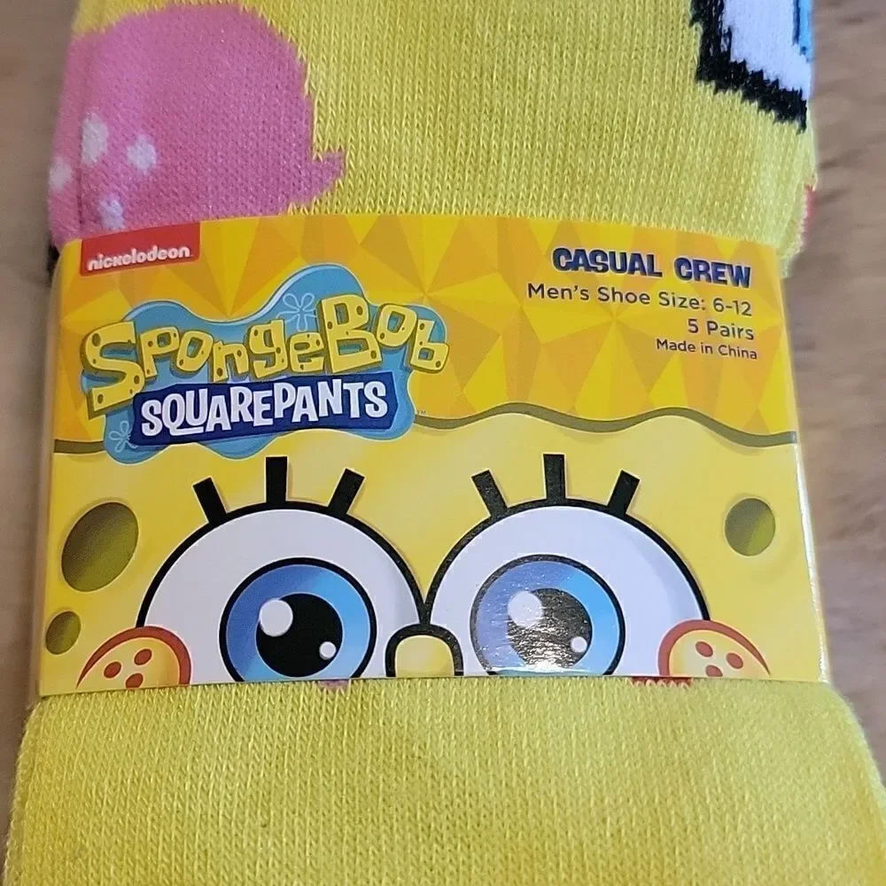 SPONGEBOB SQUAREPANTS CREW SOCKS, 5 PAIRS, NEW IN PACKAGE